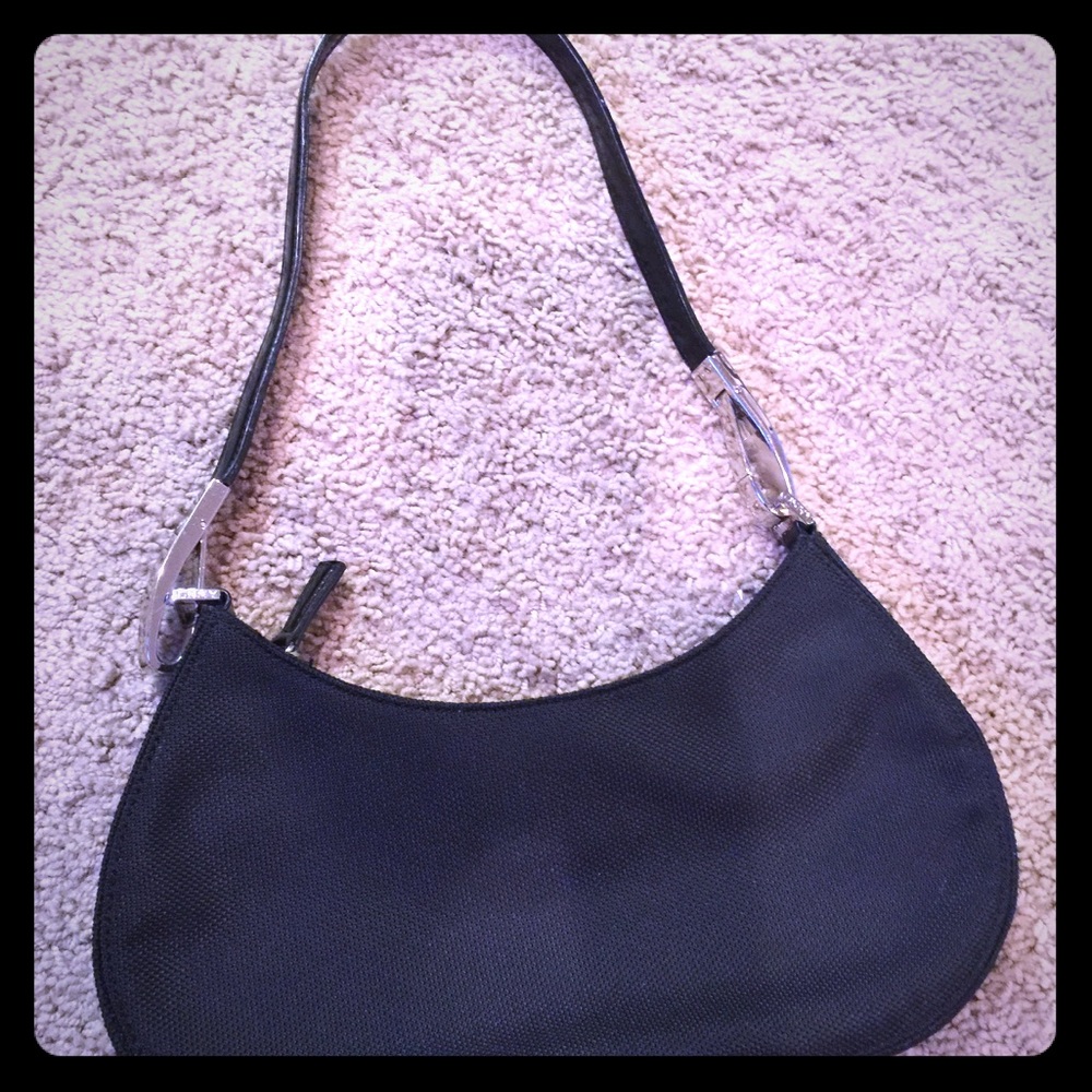 DKNY black canvas shoulder purse